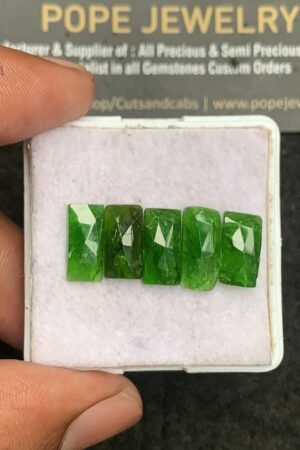 Natural Chrome Gemstone Rose Cut Rectangle Shape Cabochon High Quality Loose Gemstones For Jewelry Making 12-13 MM Size 5 Pcs V3291