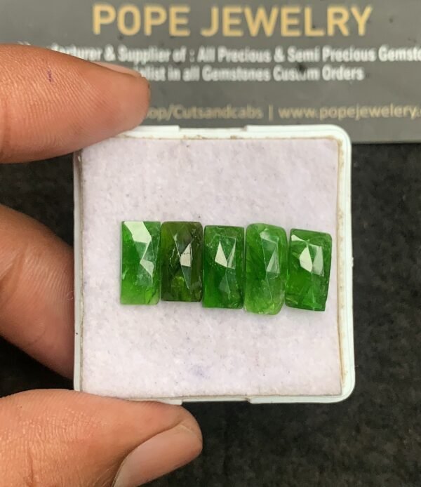 Natural Chrome Gemstone Rose Cut Rectangle Shape Cabochon High Quality Loose Gemstones For Jewelry Making 12-13 MM Size 5 Pcs V3291