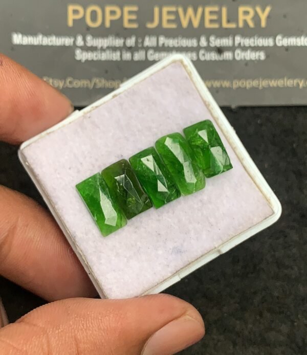 Natural Chrome Gemstone Rose Cut Rectangle Shape Cabochon High Quality Loose Gemstones For Jewelry Making 12-13 MM Size 5 Pcs V3291 - Image 2