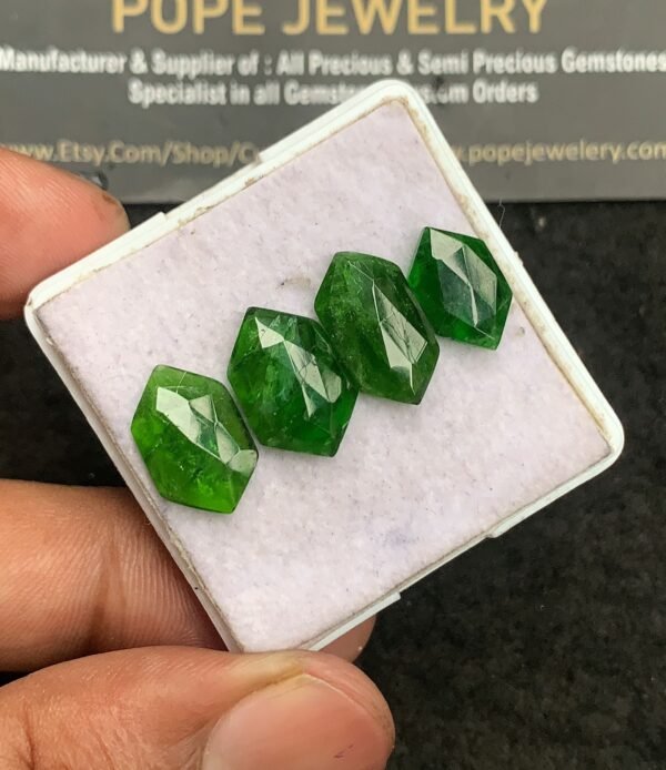 Natural Chrome Gemstone Rose Cut Hexagon Shape Cabochon High Quality Loose Gemstones For Jewelry Making 12-15 MM Size 4 Pcs V3292 - Image 2