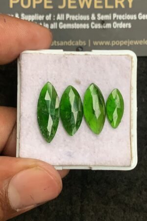 Natural Chrome Gemstone Rose Cut Marquise Shape Cabochon High Quality Loose Gemstones For Jewelry Making 14-21 MM Size 4 Pcs V3293