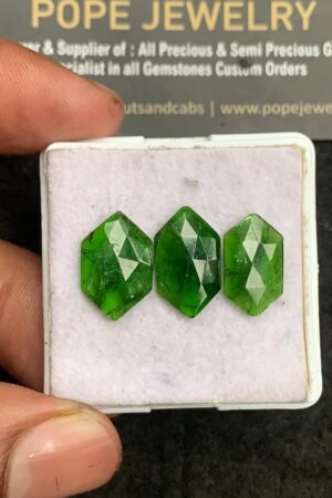 Natural Chrome Gemstone Rose Cut Hexagon Shape Cabochon High Quality Loose Gemstones For Jewelry Making 15-17 MM Size 3 Pcs V3294