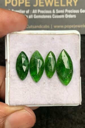 Natural Chrome Gemstone Rose Cut Marquise Shape Cabochon High Quality Loose Gemstones For Jewelry Making 14-19 MM Size 4 Pcs V3296