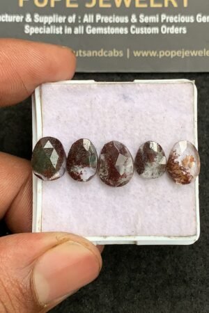 Natural Herkimer Lodolite Gemstone Rose Cut Fancy Shape Cabochon Shape High Quality Loose Gemstones For Jewelry Making 9-11 MM Size 5 Pcs V3305
