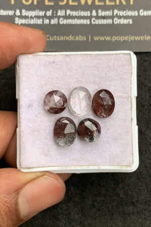 Natural Herkimer Lodolite Gemstone Rose Cut Mix Shape Cabochon Shape High Quality Loose Gemstones For Jewelry Making 8-10 MM Size 5 Pcs V3308