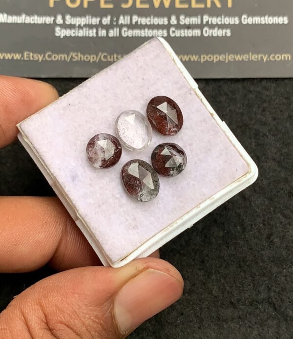 Natural Herkimer Lodolite Gemstone Rose Cut Mix Shape Cabochon Shape High Quality Loose Gemstones For Jewelry Making 8-10 MM Size 5 Pcs V3308 - Image 2