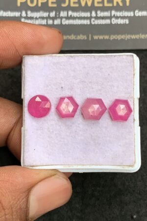 Natural Silky Sapphire Gemstone Rose Cut Mix Shape Cabochon High Quality Loose Gemstones For Jewelry Making 8-9 MM Size 4 Pcs V3321