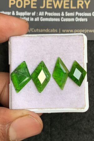 Natural Chrome Gemstone Step Cut Fancy Shape Cabochon Shape High Quality Loose Gemstones For Jewelry Making 14-17 MM Size 4 Pcs V3325