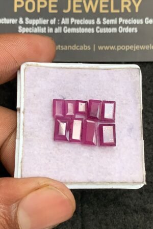Natural Ruby Gemstone Step Cut Rectangle Shape Cabochon Shape High Quality Loose Gemstones For Jewelry Making 4-8 MM Size 9 Pcs V3329