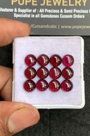 Natural Garnet Gemstone Smooth Round Shape Cabochon High Quality Loose Gemstones For Jewelry Making 7 MM Size 12 Pcs V3332