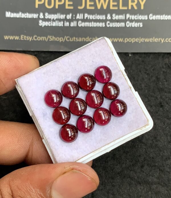 Natural Garnet Gemstone Smooth Round Shape Cabochon High Quality Loose Gemstones For Jewelry Making 7 MM Size 12 Pcs V3332 - Image 2
