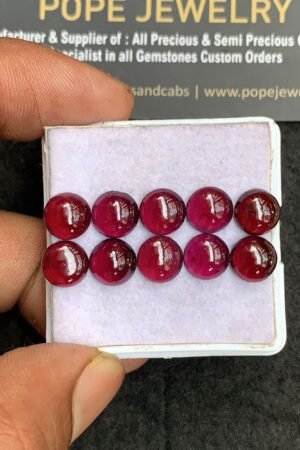 Natural Garnet Gemstone Smooth Round Shape Cabochon High Quality Loose Gemstones For Jewelry Making 8 MM Size 10 Pcs V3333