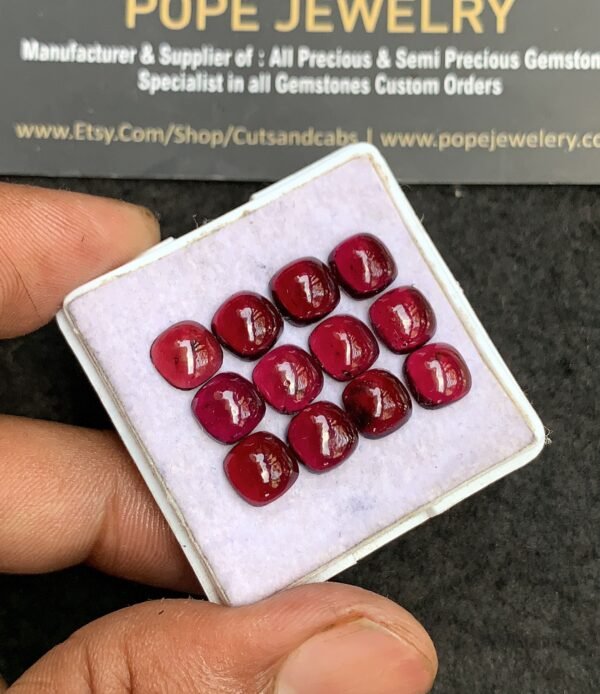 Natural Garnet Gemstone Smooth Cushion Shape Cabochon High Quality Loose Gemstones For Jewelry Making 7 MM Size 12 Pcs V3334 - Image 2