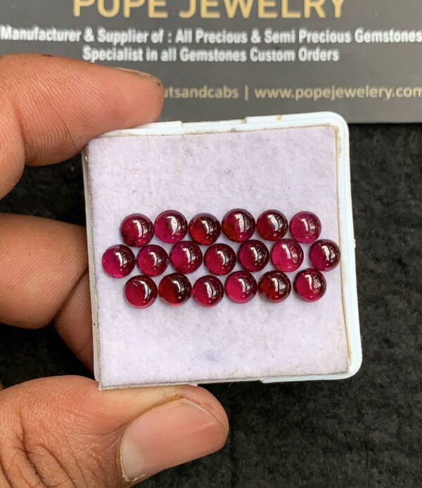 Natural Garnet Gemstone Smooth Round Shape Cabochon High Quality Loose Gemstones For Jewelry Making 5 MM Size 19 Pcs V3336