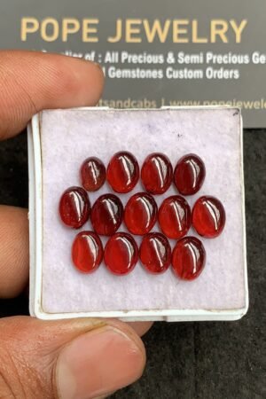 Natural Garnet Gemstone Smooth Oval Shape Cabochon High Quality Loose Gemstones For Jewelry Making 7-8 MM Size 13 Pcs V3348