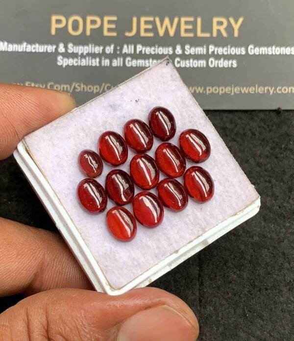 Natural Garnet Gemstone Smooth Oval Shape Cabochon High Quality Loose Gemstones For Jewelry Making 7-8 MM Size 13 Pcs V3348 - Image 2