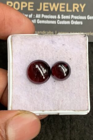 Natural Garnet Gemstone Smooth Round Shape Cabochon High Quality Loose Gemstones For Jewelry Making 10-12 MM Size 2 Pcs V3349