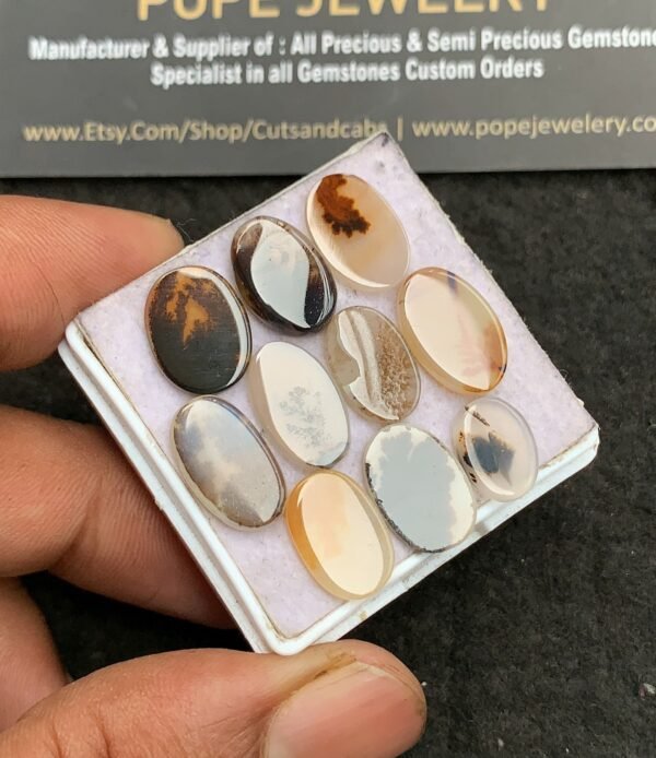 Natural Scenic Agate Gemstone Smooth Oval Shape Cabochon High Quality Loose Gemstones For Jewelry Making 10-14 MM Size 10 Pcs V3351 - Image 2