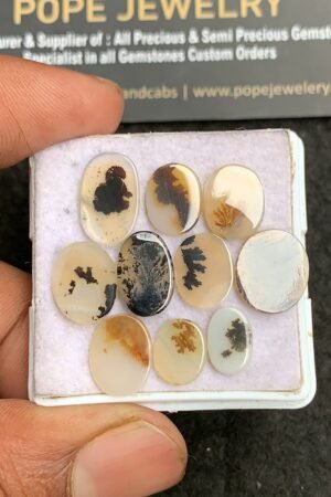 Natural Scenic Agate Gemstone Smooth Oval Shape Cabochon High Quality Loose Gemstones For Jewelry Making 9-13 MM Size 10 Pcs V3352