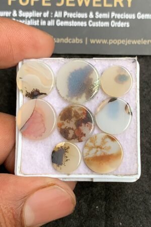 Natural Scenic Agate Gemstone Smooth Round Shape Cabochon High Quality Loose Gemstones For Jewelry Making 10-14 MM Size 8 Pcs V3354