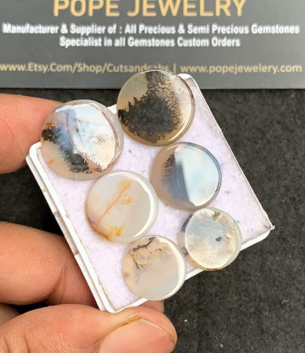Natural Scenic Agate Gemstone Smooth Round Shape Cabochon High Quality Loose Gemstones For Jewelry Making 13-18 MM Size 6 Pcs V3356 - Image 2