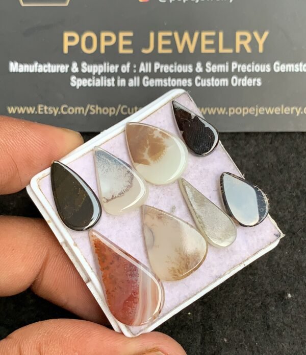 Natural Scenic Agate Gemstone Smooth Pear Shape Cabochon High Quality Loose Gemstones For Jewelry Making 13-22 MM Size 8 Pcs V3362 - Image 2