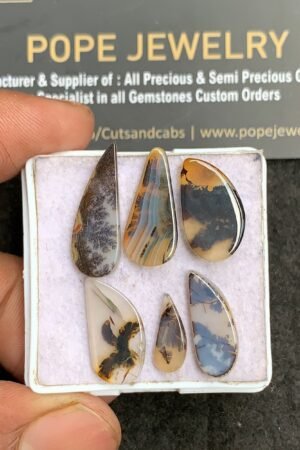 Natural Scenic Agate Gemstone Smooth Fancy Shape Cabochon High Quality Loose Gemstones For Jewelry Making 13-23 MM Size 6 Pcs V3363