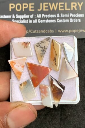 Natural Scenic Agate Gemstone Smooth Fancy Shape Cabochon High Quality Loose Gemstones For Jewelry Making 13-19 MM Size 10 Pcs V3364