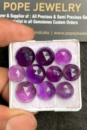 Natural Amethyst Gemstone Rose Cut Round Shape Cabochon High Quality Loose Gemstones For Jewelry Making 9-12 MM Size 10 Pcs V3393