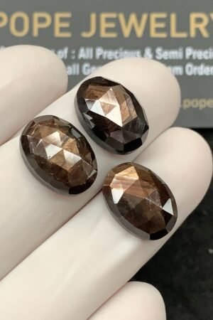 Natural Golden Sapphire Gemstone Rose Cut Oval Shape Cabochon High Quality Loose Gemstones For Jewelry Making 14 MM 3 Pcs SM24711