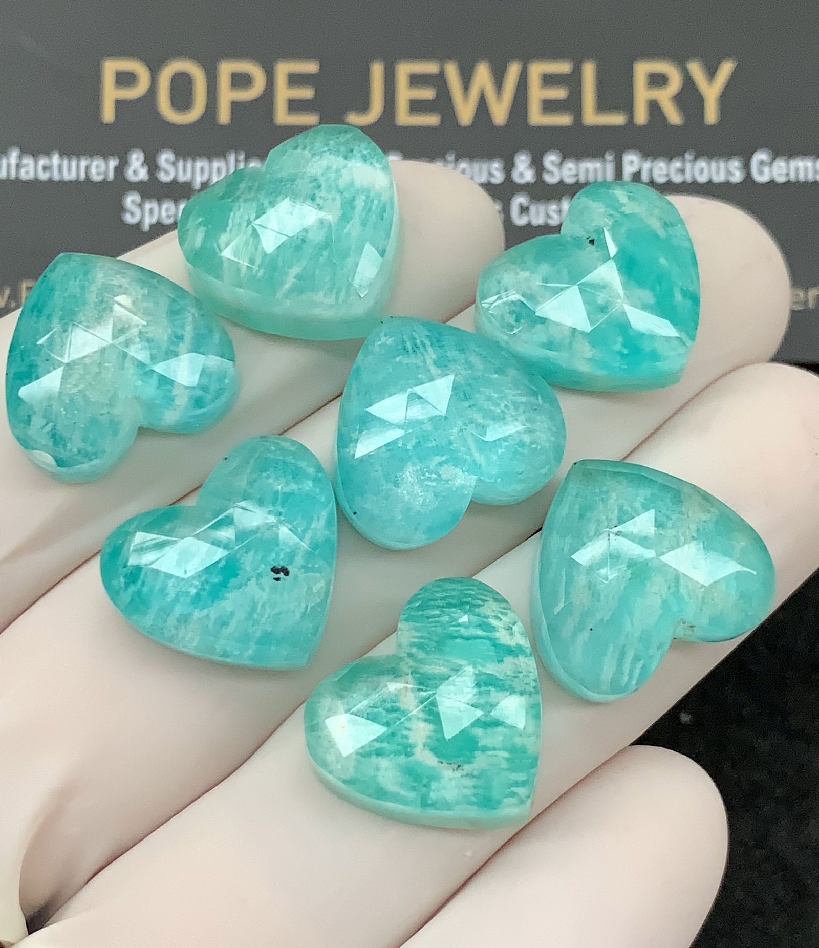 Natural Amazonite Doublet Gemstone Rose Cut Heart Shape Cabochon High Quality Loose Gemstones For Jewelry Making 13-15 Size 7 Pcs SM24715 - Image 2