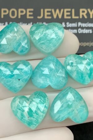 Natural Amazonite Doublet Gemstone Rose Cut Heart Shape Cabochon High Quality Loose Gemstones For Jewelry Making 13-15 Size 7 Pcs SM24715