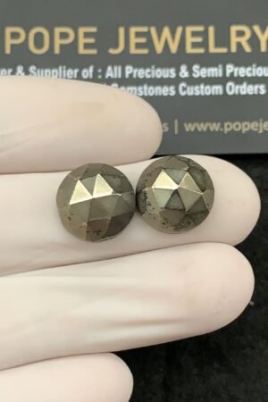 Natural Pyrite Gemstone Rose Cut Round Shape Cabochon High Quality Loose Gemstones For Jewelry Making 12 MM Size 2 Pcs SM24717