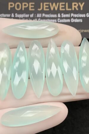 Natural Aqua Chalcedony Gemstone Rose Cut Pear Shape Cabochon High Quality Loose Gemstones For Jewelry Making 30 MM Size 8 Pcs SM24718