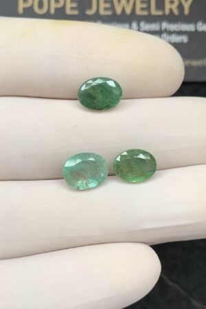 Natural Emerald Gemstone Faceted Cut Oval Shape High Quality Loose Gemstones For Jewelry Making 8-9 MM Size 3 Pc SM24765