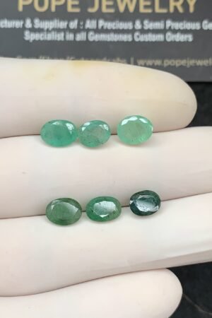 Natural Emerald Gemstone Faceted Cut Oval Shape High Quality Loose Gemstones For Jewelry Making 7-8 MM Size 6 Pc SM24768