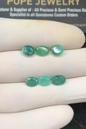 Natural Emerald Gemstone Faceted Cut Oval Shape High Quality Loose Gemstones For Jewelry Making 6-7 MM Size 6 Pc SM24769