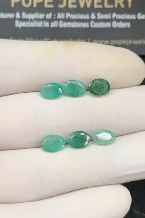 Natural Emerald Gemstone Faceted Cut Oval Shape High Quality Loose Gemstones For Jewelry Making 6-7 MM Size 6 Pc SM24770