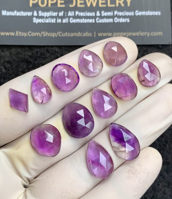 Natural Amethyst Gemstone Rose Cut Mix Shape Cabochon High Quality Loose Gemstones For Jewelry Making 10-16 MM Size 12 Pc SM24792 - Image 2