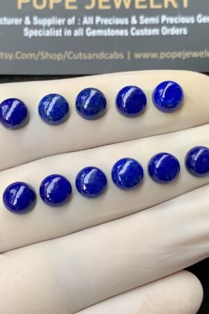 Natural Lapis Lazuli Gemstone Smooth Round Shape Cabochon High Quality Loose Gemstones For Jewelry Making 7 MM Size 11 Pcs SM24798