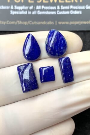 Natural Lapis Lazuli Gemstone Smooth Mix Shape Cabochon High Quality Loose Gemstones For Jewelry Making 7-15 MM Size 5 Pcs SM24799