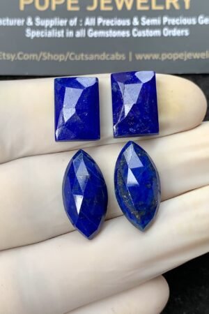 Natural Lapis Lazuli Gemstone Rose Cut Mix Shape Cabochon High Quality Loose Gemstones For Jewelry Making 14-20 MM Size 2 Pair SM24801