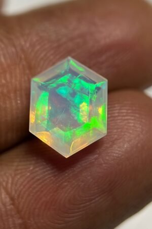 Natural Ethiopian Opal Gemstone Faceted Cut Hexagon Shape High Quality Loose Gemstones For Jewelry Making 11x8x5 MM Size SM24901