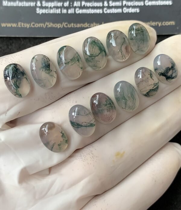 Natural Moss Agate Gemstone Smooth Oval Shape Cabochon High Quality Loose Gemstones For Jewelry Making 12x8 MM Size 12 Pcs SM24856 - Image 2