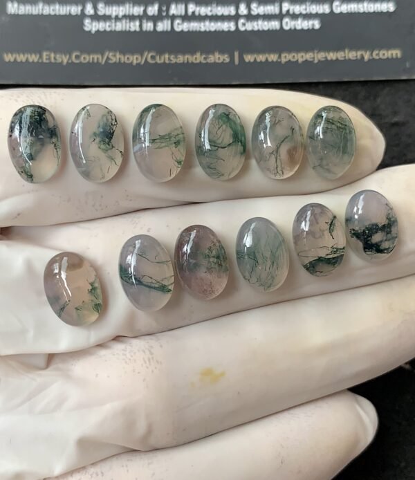 Natural Moss Agate Gemstone Smooth Oval Shape Cabochon High Quality Loose Gemstones For Jewelry Making 12x8 MM Size 12 Pcs SM24856