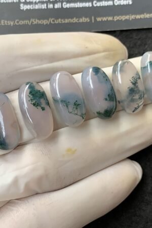 Natural Moss Agate Gemstone Smooth Oval Shape Cabochon High Quality Loose Gemstones For Jewelry Making 20x10 MM Size 6 Pcs SM24863