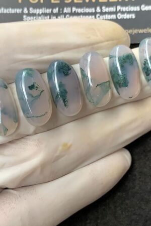 Natural Moss Agate Gemstone Smooth Oval Shape Cabochon High Quality Loose Gemstones For Jewelry Making 20x10 MM Size 6 Pcs SM24864