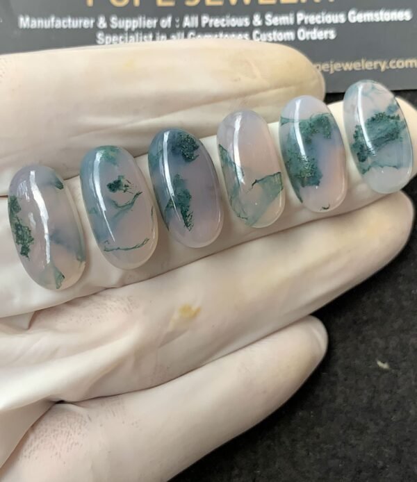 Natural Moss Agate Gemstone Smooth Oval Shape Cabochon High Quality Loose Gemstones For Jewelry Making 20x10 MM Size 6 Pcs SM24864