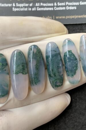 Natural Moss Agate Gemstone Smooth Oval Shape Cabochon High Quality Loose Gemstones For Jewelry Making 30x10 MM Size 6 Pcs SM24866