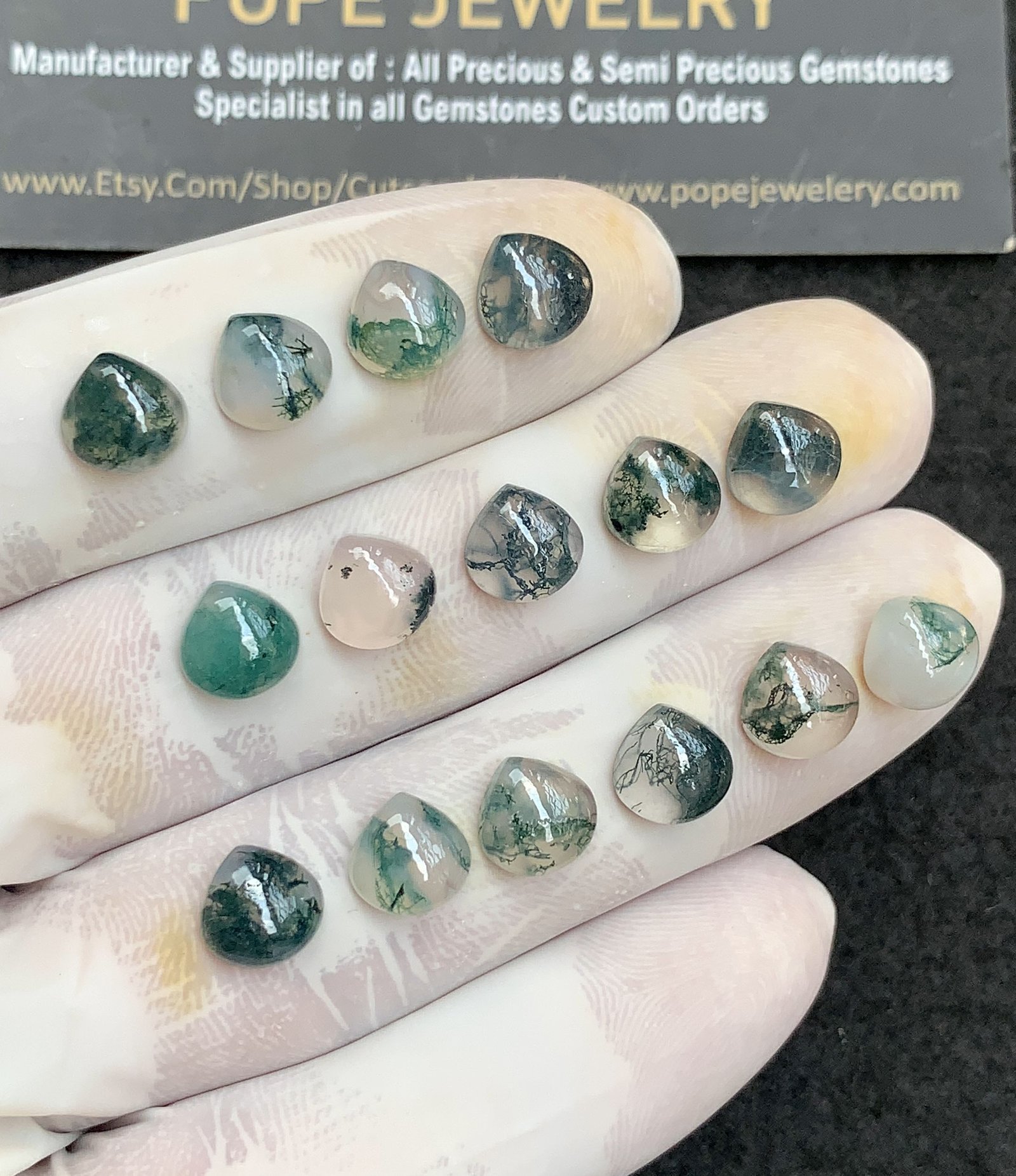 Natural Moss Agate Gemstone Smooth Heart Shape Cabochon High Quality Loose Gemstones For Jewelry Making 8 MM Size 15 Pc V2959 - Image 2